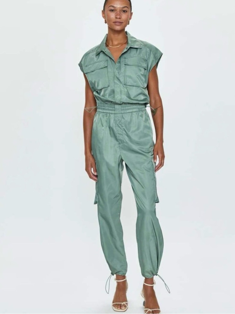 PISTOLA Olive Green Utility Cargo Jumpsuit